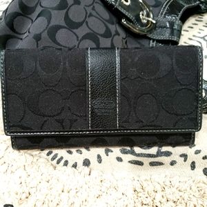 COACH SIGNATURE MONOGRAM WALLET W CHECKBOOK.
